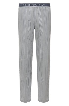 Мужские хлопковые домашние брюки EMPORIO ARMANI голубого цвета, арт. 111780/2R576 | Фото 1 (Длина (брюки, джинсы): Стандартные; Материал внешний: Хлопок)