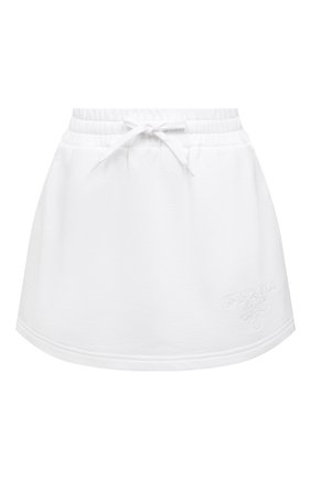 Женская хлопковая юбка-шорты PRADA белого цвета по цене 74000 руб., арт. 132366-10J0-F0009-221 | Фото 1