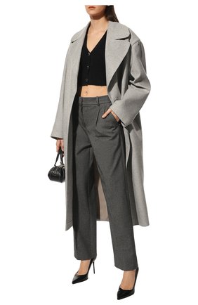 Женское пальто из шерсти и кашемира RUBAN светло-серого цвета, арт. RPS22-1.1.45.4 | Фото 2 (Материал внешний: Шерсть; Рукава: Длинные; Длина (верхняя одежда): Длинные; Стили: Кэжуэл; 1-2-бортные: Однобортные)