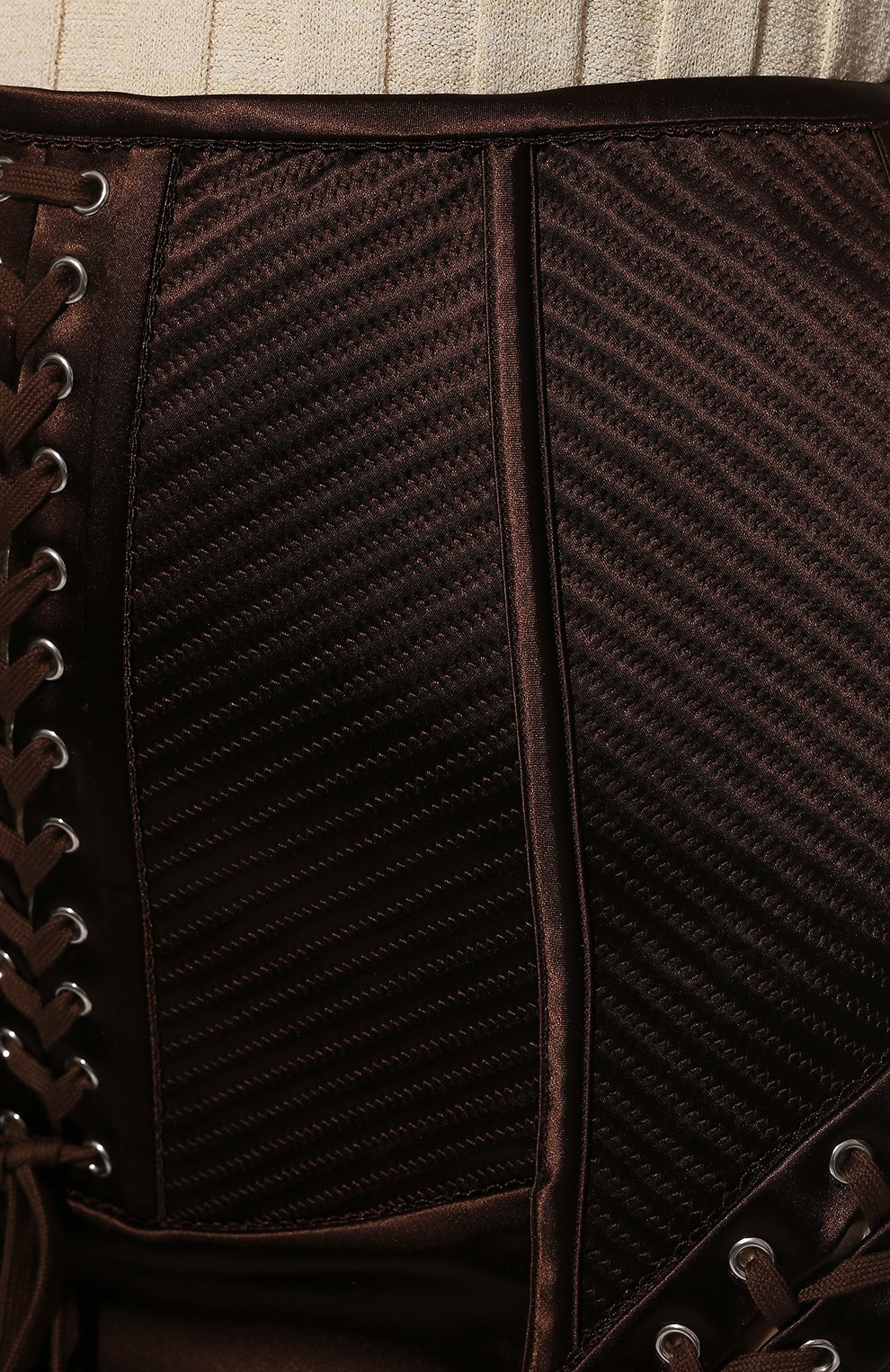 Женская юбка DOLCE & GABBANA темно-коричневого цвета, арт. F4CBIT/FURAD | Фото 5 (Стили: Гламурный; Длина Ж (юбки, платья, шорты): Мини; Материал внешний: Синтетический материал; Женское Кросс-КТ: Юбка-одежда; Материал подклада: Синтетический материал)