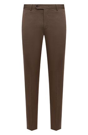 Мужские брюки из хлопка и шелка WINDSOR коричневого цвета, арт. 13 SANTI0S-W 10009601 | Фото 1 (Длина (брюки, джинсы): Стандартные; Материал внешний: Хлопок; Случай: Повседневный; Силуэт М (брюки): Чиносы; Стили: Кэжуэл)