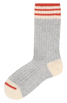 Мужские кашемировые носки BRUNELLO CUCINELLI светло-серого цвета, арт. MCS93811 | Фото 1 (Материал внешний: Кашемир, Шерсть; Кросс-КТ: бельё)