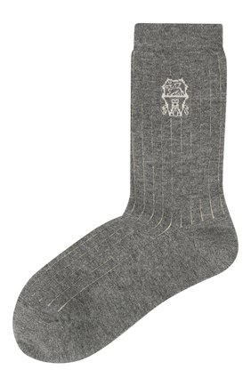 Мужские кашемировые носки BRUNELLO CUCINELLI серого цвета, арт. MCS93500 | Фото 1 (Материал внешний: Шерсть, Кашемир; Кросс-КТ: бельё)