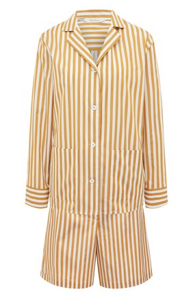 Женская хлопковая пижама MAX MARA желтого цвета, арт. GERALD 31110126-CARAMBA 31410126 | Фото 1 (Рукава: Длинные; Длина (для топов): Стандартные; Длина Ж (юбки, платья, шорты): Мини; Материал внешний: Хлопок)
