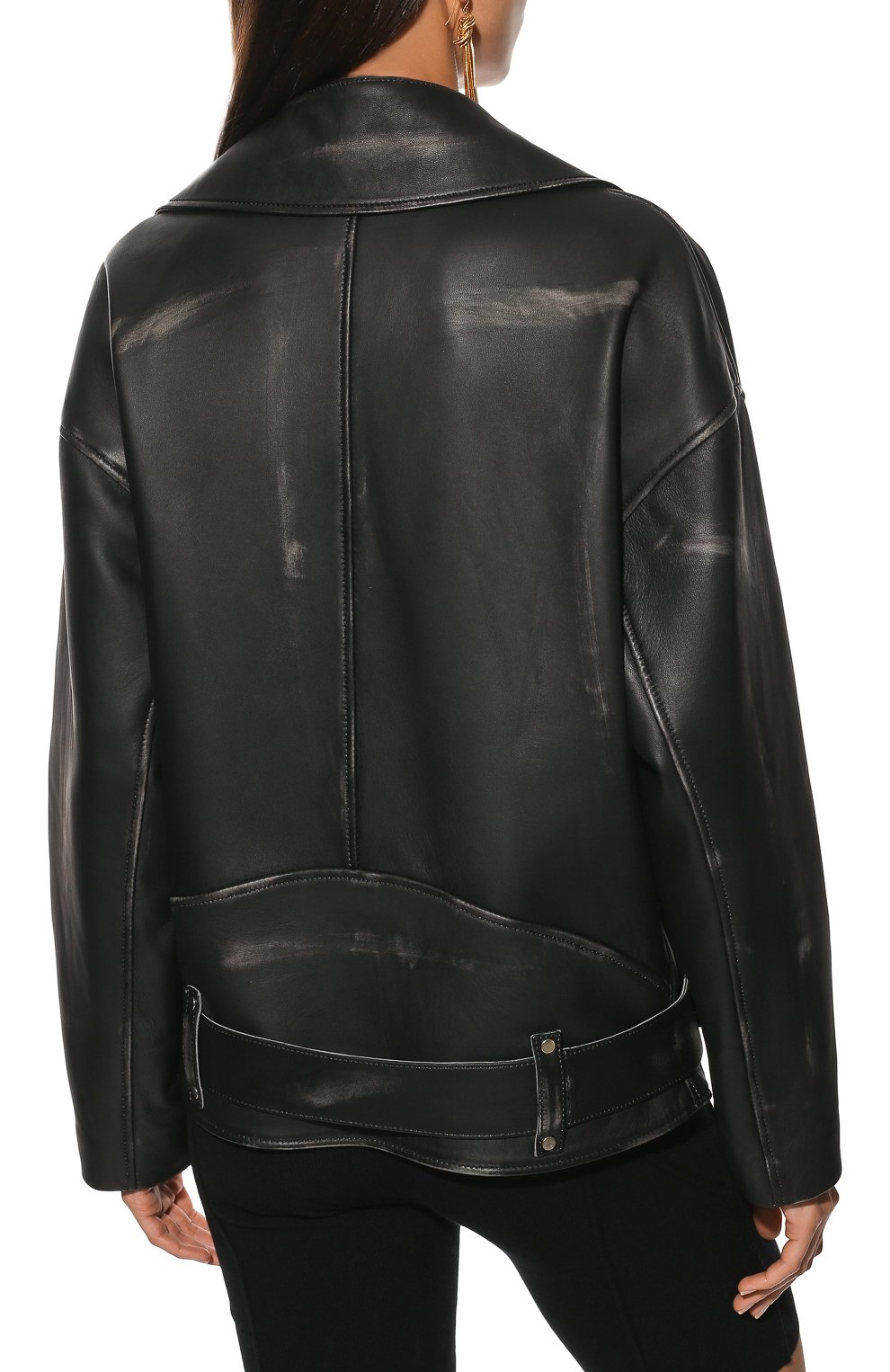 Женская кожаная куртка BATS черного цвета, арт. SS22/0_012 | Фото 4 (Кросс-КТ: Куртка; Рукава: Длинные; Стили: Гранж; Материал внешний: Натуральная кожа; Женское Кросс-КТ: Замша и кожа; Длина (верхняя одежда): Короткие)