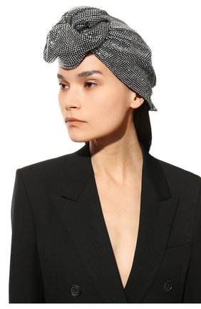 Женская тюрбан с отделкой стразами DOLCE & GABBANA серебряного цвета по цене 223500 руб., арт. FH569Z/GD34T | Фото 2 Женская тюрбан с отделкой стразами DOLCE & GABBANA серебряного цвета, арт. FH569Z/GD34T | Фото 2 (Материал: Текстиль, Хлопок; Женское Кросс-КТ: Шапка-тюрбан)