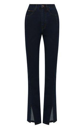Женские джинсы BLCV темно-синего цвета, арт. 102DSHSZ001_IB | Фото 1 (Материал внешний: Хлопок, Деним; Длина (брюки, джинсы): Удлиненные; Кросс-КТ: Деним; Стили: Гранж; Силуэт Ж (брюки и джинсы): Расклешенные)