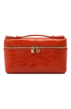 Женская сумка extra pocket l19 из кожи аллигатора LORO PIANA оранжевого цвета, арт. FAL6546/AMIS | Фото 1 (Ремень/цепочка: На ремешке; Материал: Экзотическая кожа; Размер: mini; Сумки-технические: Сумки top-handle)