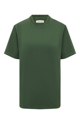Женская хлопковая футболка LES TIEN зеленого цвета, арт. HV-2001-PD | Фото 1 (Материал внешний: Хлопок; Рукава: Короткие; Длина (для топов): Стандартные; Женское Кросс-КТ: Футболка-одежда; Стили: Кэжуэл; Принт: Без принта)