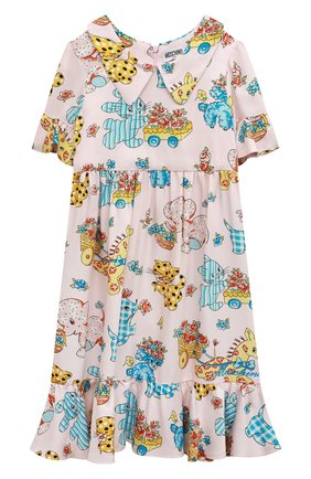 Детское платье из вискозы MOSCHINO светло-розового цвета по цене 54350 руб., арт. HDV0BV/N0Z40/4A-8A | Фото 1 Детское платье из вискозы MOSCHINO светло-розового цвета, арт. HDV0BV/N0Z40/4A-8A | Фото 1 (Материал внешний: Вискоза; Рукава: Короткие; Девочки Кросс-КТ: Платье-одежда; Случай: Повседневный)