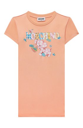 Детское платье из вискозы MOSCHINO оранжевого цвета по цене 21200 руб., арт. HDV0BW/N0Z43/4A-8A | Фото 1 Детское платье из вискозы MOSCHINO оранжевого цвета, арт. HDV0BW/N0Z43/4A-8A | Фото 1 (Материал внешний: Вискоза; Рукава: Короткие; Девочки Кросс-КТ: Платье-одежда; Случай: Повседневный)