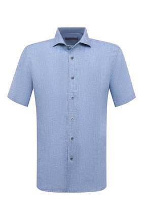 Мужская льняная рубашка CORNELIANI голубого цвета по цене 31950 руб., арт. 89I126-2111912/00 | Фото 1 Мужская льняная рубашка CORNELIANI голубого цвета, арт. 89I126-2111912/00 | Фото 1 (Длина (для топов): Стандартные; Рукава: Короткие; Материал внешний: Лен; Случай: Повседневный; Воротник: Акула; Рубашки М: Regular Fit; Принт: Однотонные; Стили: Кэжуэл)