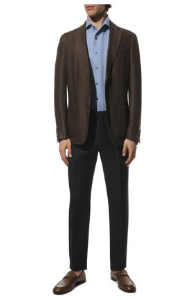 Мужская льняная рубашка CORNELIANI голубого цвета по цене 31950 руб., арт. 89I126-2111912/00 | Фото 2 Мужская льняная рубашка CORNELIANI голубого цвета, арт. 89I126-2111912/00 | Фото 2 (Длина (для топов): Стандартные; Рукава: Короткие; Материал внешний: Лен; Случай: Повседневный; Воротник: Акула; Рубашки М: Regular Fit; Принт: Однотонные; Стили: Кэжуэл)