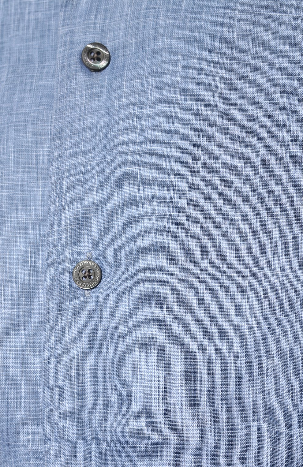 Мужская льняная рубашка CORNELIANI голубого цвета, арт. 89I126-2111912/00 | Фото 5 (Рубашки М: Regular Fit; Воротник: Акула; Рукава: Короткие; Случай: Повседневный; Длина (для топов): Стандартные; Материал внешний: Лен; Принт: Однотонные; Стили: Кэжуэл)