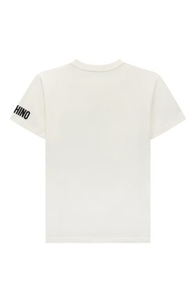 Детская хлопковая футболка MOSCHINO кремвого цвета, арт. HWM02L/LAA23/10A-14A | Фото 2 (Материал внешний: Хлопок; Рукава: Короткие; Мальчики Кросс-КТ: Футболка-одежда)