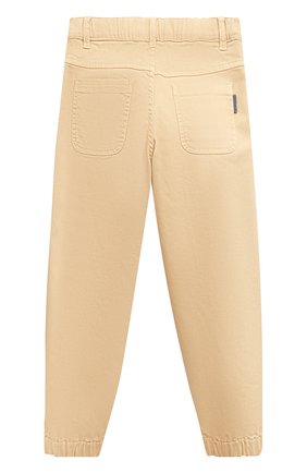 Детские джинсы BRUNELLO CUCINELLI бежевого цвета, арт. BA080P454A | Фото 2 (Материал внешний: Хлопок, Растительное волокно, Лиоцелл; Детали: Однотонный)