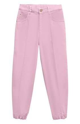 Детские джинсы BRUNELLO CUCINELLI розового цвета, арт. BA080P454A | Фото 1 (Материал внешний: Хлопок, Растительное волокно, Лиоцелл; Детали: Однотонный)