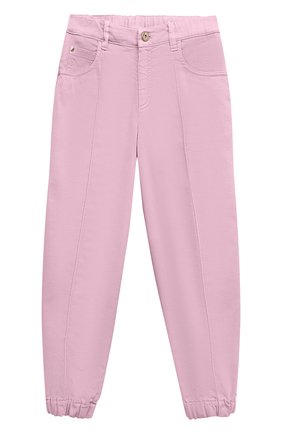 Детские джинсы BRUNELLO CUCINELLI розового цвета, арт. BA080P454C | Фото 1 (Материал внешний: Растительное волокно, Хлопок, Лиоцелл; Детали: Однотонный)