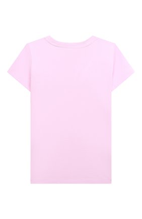 Детская хлопковая футболка MOSCHINO розового цвета, арт. HAM04L/LBA00/10A-14A | Фото 2 (Материал внешний: Хлопок; Рукава: Короткие; Девочки Кросс-КТ: футболка-одежда)