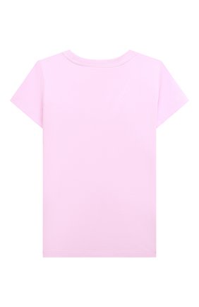 Детская хлопковая футболка MOSCHINO розового цвета по цене 12250 руб., арт. HAM04L/LBA00/4A-8A | Фото 2 Детская хлопковая футболка MOSCHINO розового цвета, арт. HAM04L/LBA00/4A-8A | Фото 2 (Материал внешний: Хлопок; Рукава: Короткие; Девочки Кросс-КТ: футболка-одежда)