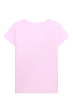 Детская хлопковая футболка MOSCHINO розового цвета, арт. HDM04L/LBA00/4A-8A | Фото 2 (Рукава: Короткие; Материал внешний: Хлопок; Девочки Кросс-КТ: футболка-одежда)