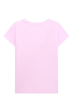 Детская хлопковая футболка MOSCHINO розового цвета по цене 13500 руб., арт. HDM04L/LBA00/4A-8A | Фото 2 Детская хлопковая футболка MOSCHINO розового цвета, арт. HDM04L/LBA00/4A-8A | Фото 2 (Рукава: Короткие; Материал внешний: Хлопок; Девочки Кросс-КТ: футболка-одежда)