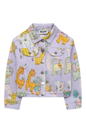 Детская джинсовая куртка MOSCHINO сиреневого цвета по цене 48350 руб., арт. HDS03P/N0Z39/4A-8A | Фото 1 Детская джинсовая куртка MOSCHINO сиреневого цвета, арт. HDS03P/N0Z39/4A-8A | Фото 1 (Материал внешний: Хлопок; Рукава: Длинные; Кросс-КТ: Деним)