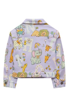 Детская джинсовая куртка MOSCHINO сиреневого цвета по цене 48350 руб., арт. HDS03P/N0Z39/4A-8A | Фото 2 Детская джинсовая куртка MOSCHINO сиреневого цвета, арт. HDS03P/N0Z39/4A-8A | Фото 2 (Материал внешний: Хлопок; Рукава: Длинные; Кросс-КТ: Деним)