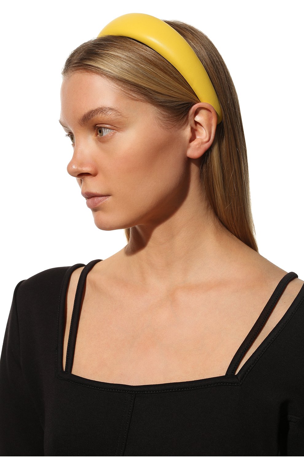 Женский ободок для волос PANFIL желтого цвета, арт. 10L-Bnd | Фото 2 (Материал: Натуральная кожа)