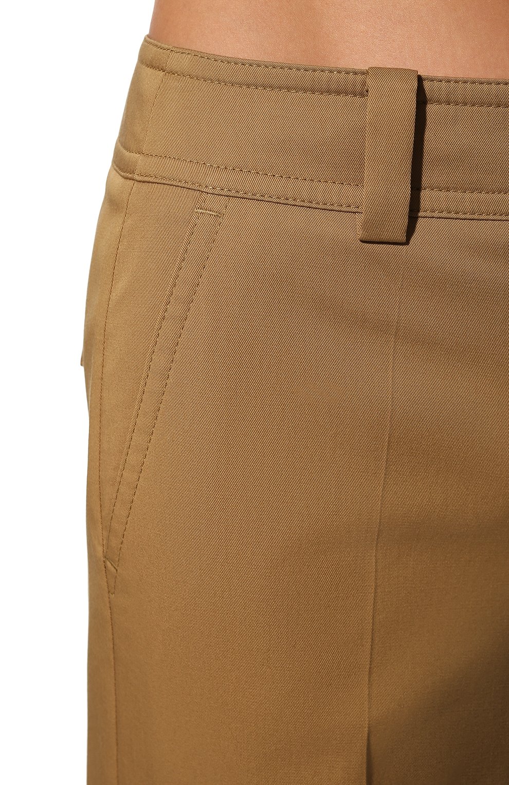 Женские хлопковые брюки WINDSOR бежевого цвета, арт. 52 DHE513 10013293 | Фото 5 (Длина (брюки, джинсы): Удлиненные; Женское Кросс-КТ: Брюки-одежда; Силуэт Ж (брюки и джинсы): Расклешен�ные; Материал внешний: Хлопок; Стили: Кэжуэл)