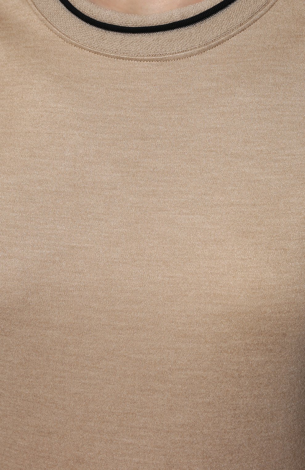 Женский шелковый пуловер GIORGIO ARMANI бежевого цвета, арт. 3LAM82/AJIXZ | Фото 5 (Материал внешний: Шелк; Рукава: Короткие; Длина (для топов): Стандартные; Женское Кросс-КТ: Пуловер-одежда; Стили: Кэжуэл)
