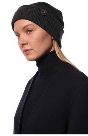 Женская кашемировая шапка BRUNELLO CUCINELLI темно-серого цвета, арт. M12135689P | Фото 2 (Материал: Кашемир, Шерсть, Текстиль)