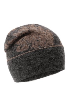 Женская шапка BRUNELLO CUCINELLI темно-серого цвета, арт. M2I190589P | Фото 1 (Материал: Синтетический материал, Текстиль, Шерсть)