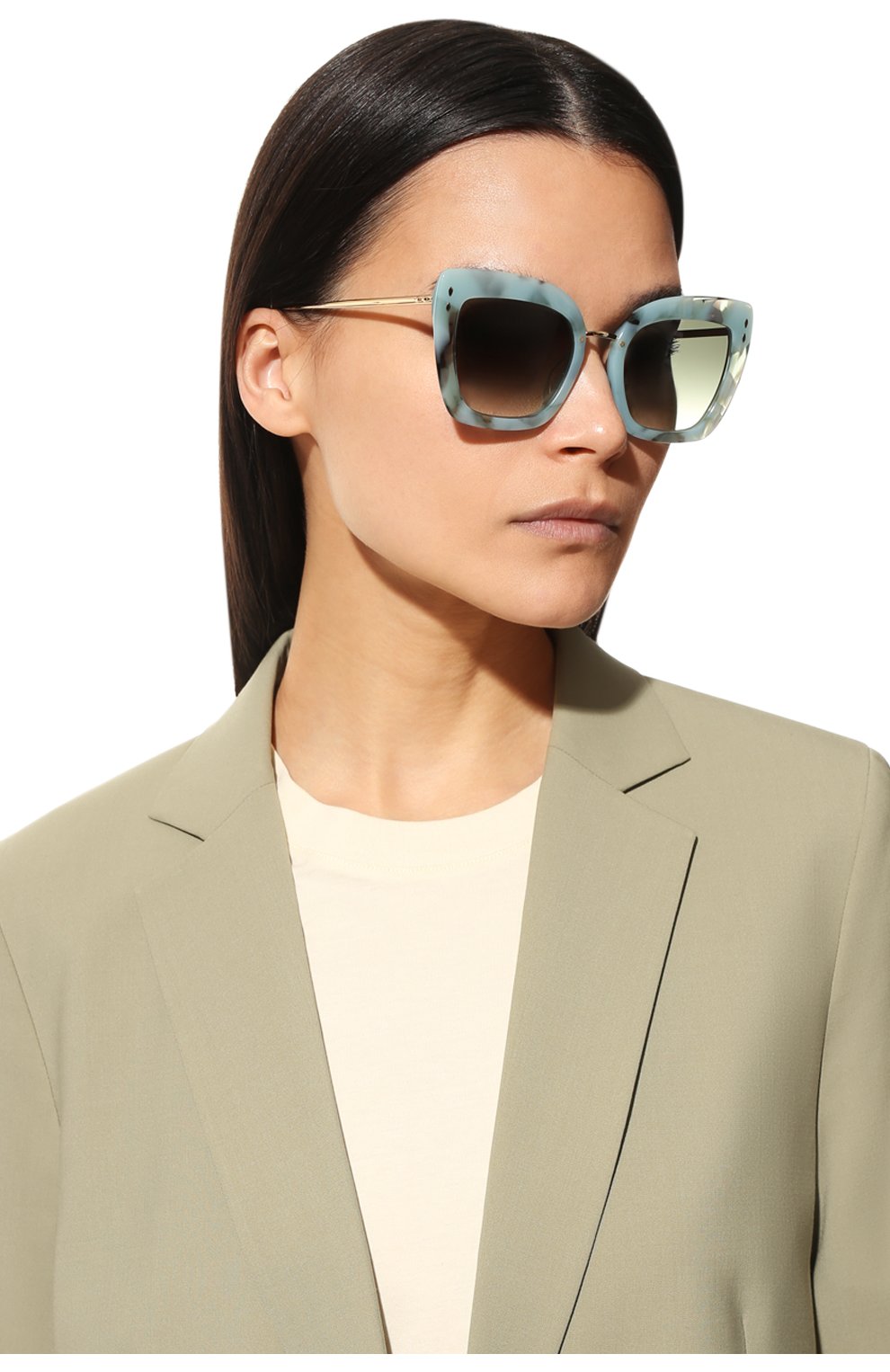 Женские солнцезащитные очки ISABEL MARANT бирюзового цвета, арт. IM0083/G GC1 | Фото 2 (Тип очков: С/з; Очки форма: Квадратные; Оптика Гендер: оптика-женское)