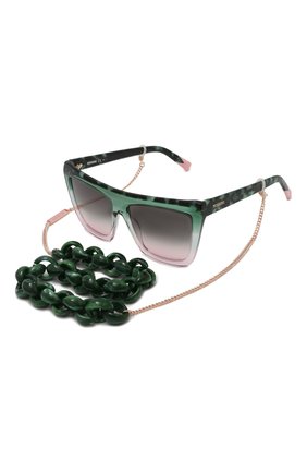 Женские солнцезащитные очки и цепочка MISSONI зеленого цвета, арт. MIS0087/N MYA | Фото 1 (Тип очков: С/з; Оптика Гендер: оптика-женское; Очки форма: Квадратные, Маска)