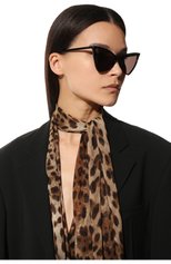 Женские солнцезащитные очки SAINT LAURENT черного ц�вета, арт. SL 475 JERRY 001 | Фото 2 (Тип очков: С/з; Оптика Гендер: оптика-женское; Очки форма: Cat-eye)