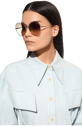 Женс кие солнцезащитные очки CHLOÉ коричневого цвета, арт. CH0094S 001 | Фото 2 (Тип очков: С/з; Оптика Гендер: оптика-женское; Очки форма: Бабочка)