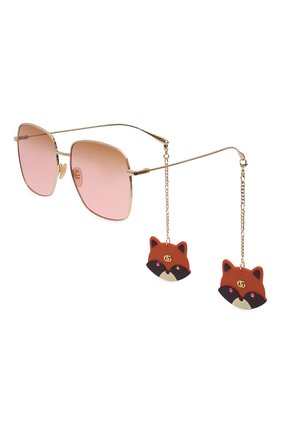 Женские солнцезащитные очки GUCCI розового цвета, арт. GG1031S 005 | Фото 1 (Тип очков: С/з; Оптика Гендер: оптика-женское; Очки форма: Квадратные)