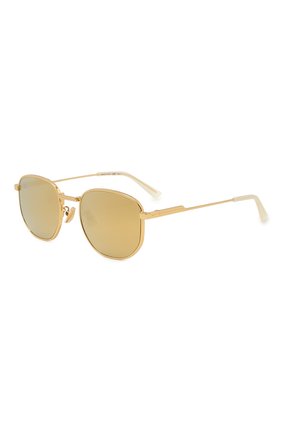 Мужские солнцезащитные очки BOTTEGA VENETA золотого цвета, арт. BV1160SA 002 | Фото 1 (Кросс-КТ: С/з-унисекс; Тип очков: С/з; Оптика Гендер: оптика-унисекс; Очки форма: Круглые)