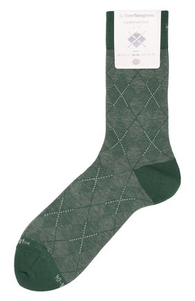 Мужские хлопковые носки BURLINGTON зеленого цвета, арт. 21061. | Фото 1 (Материал внешний: Хлопок; Кросс-КТ: бельё)