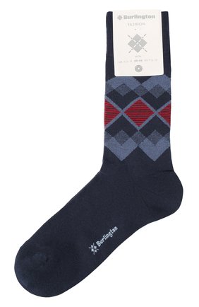 Мужские носки из хлопка и льна BURLINGTON темно-синего цвета, арт. 21968. | Фото 1 (Кросс-КТ: бельё; Материал внешний: Хлопок)