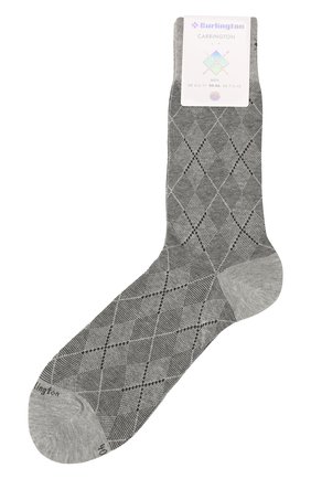 Мужские хлопковые носки BURLINGTON серого цвета, арт. 21061. | Фото 1 (Материал внешний: Хлопок; Кросс-КТ: бельё)