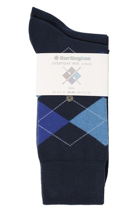 Мужские комплект из двух пар носков BURLINGTON темно-синего цвета, арт. 21044. | Фото 1 (Материал внешний: Хлопок; Кросс-КТ: бельё)