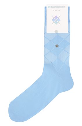 Мужские хлопковые носки BURLINGTON голубого цвета, арт. 21060. | Фото 1 (Материал внешний: Хлопок; Кросс-КТ: бельё)
