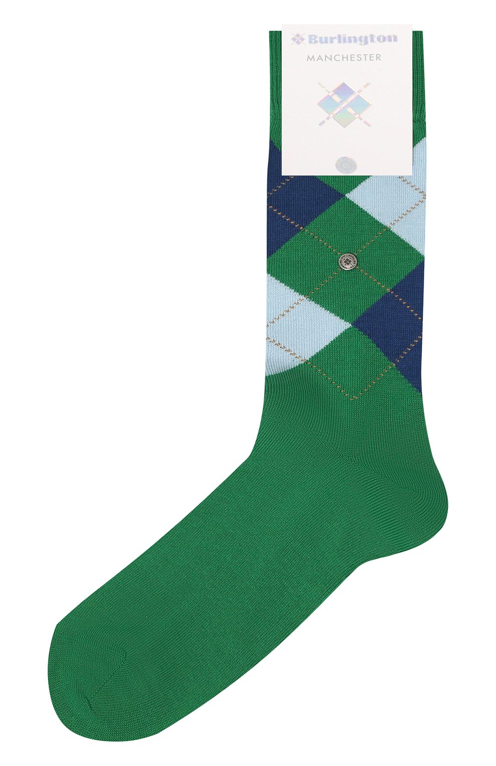 Мужские хлопковые носки BURLINGTON зеленого цвета, арт. 20182. | Фото 1 (Кросс-КТ: бельё; Материал внешний: Хлопок)