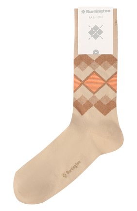 Мужские носки из хлопка и льна BURLINGTON бежевого цвета, арт. 21968. | Фото 1 (Материал внешний: Хлопок; Кросс-КТ: бельё)