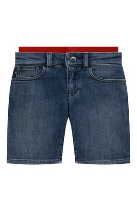 Детские джинсовые шорты EMPORIO ARMANI синего цвета, арт. 3L4SJE/4D39Z | Фото 1 (Материал внешний: Хлопок; Кросс-КТ: Деним)