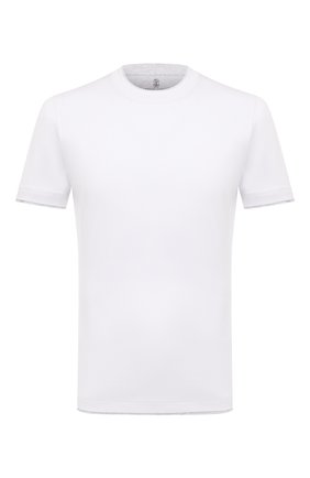 Мужская хлопковая футболка BRUNELLO CUCINELLI белого цвета, арт. 221M0T617427 | Фото 1 (Длина (для топов): Стандартные; Материал внешний: Хлопок; Рукава: Короткие; Принт: Без принта; Стили: Кэжуэл)