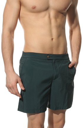 Мужские плавки-шорты CANALI темно-зеленого цвета, арт. 93015/UA00049 | Фото 2 (Материал внешний: Синтетический материал; Мужское Кросс-КТ: плавки-шорты; Принт: Без принта)