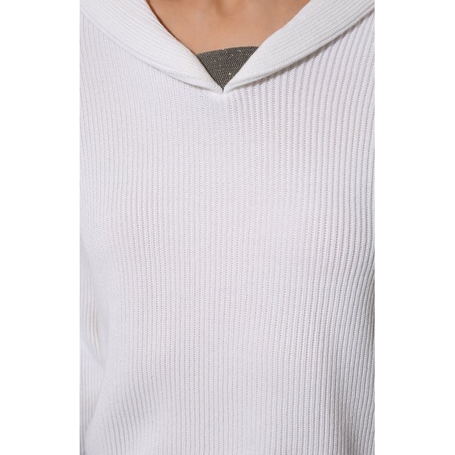 фото Хлопковый пуловер с капюшоном brunello cucinelli